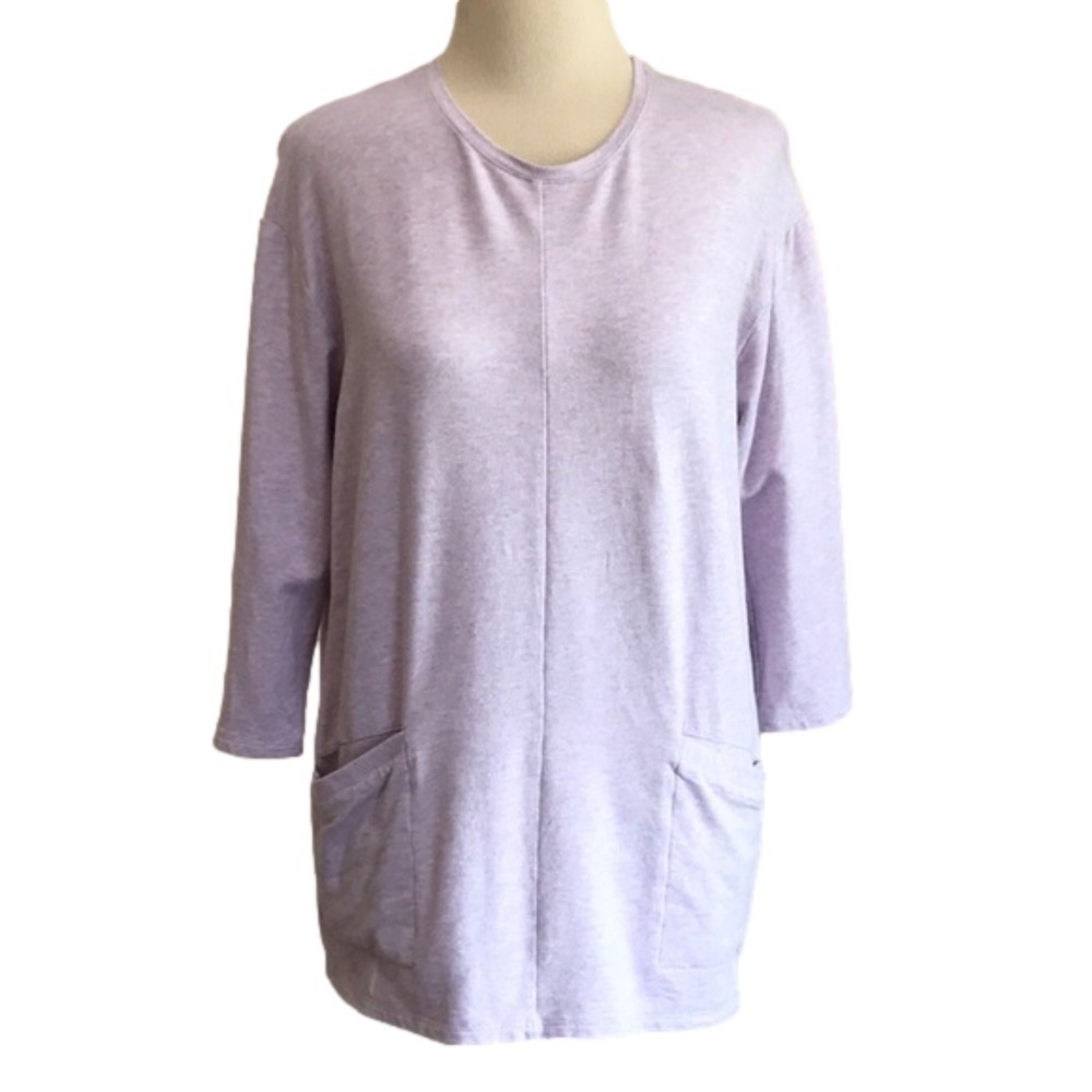J. Jill Pure Jill Medium Lavender‎ Half Sleeve Tunic Sweatshirt Patch Pockets